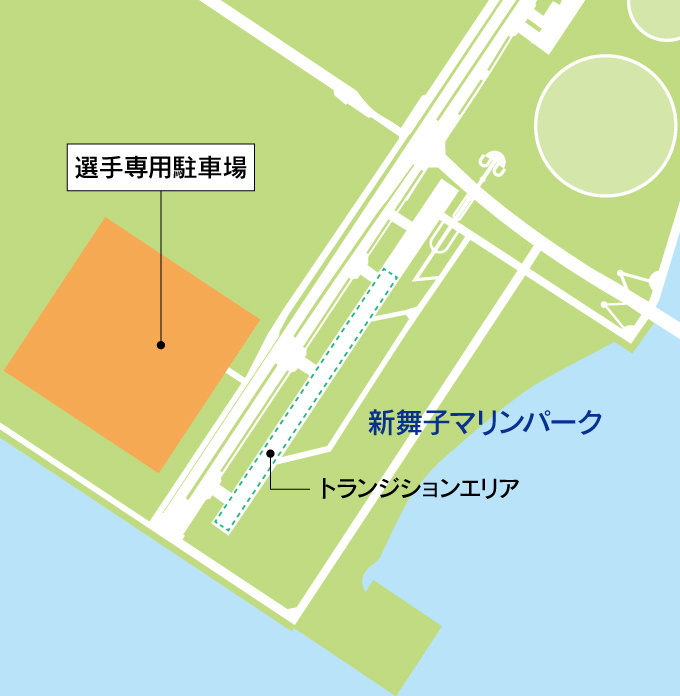 アイアンマン70.3セントレア知多半島ジャパン　選手専用駐車場