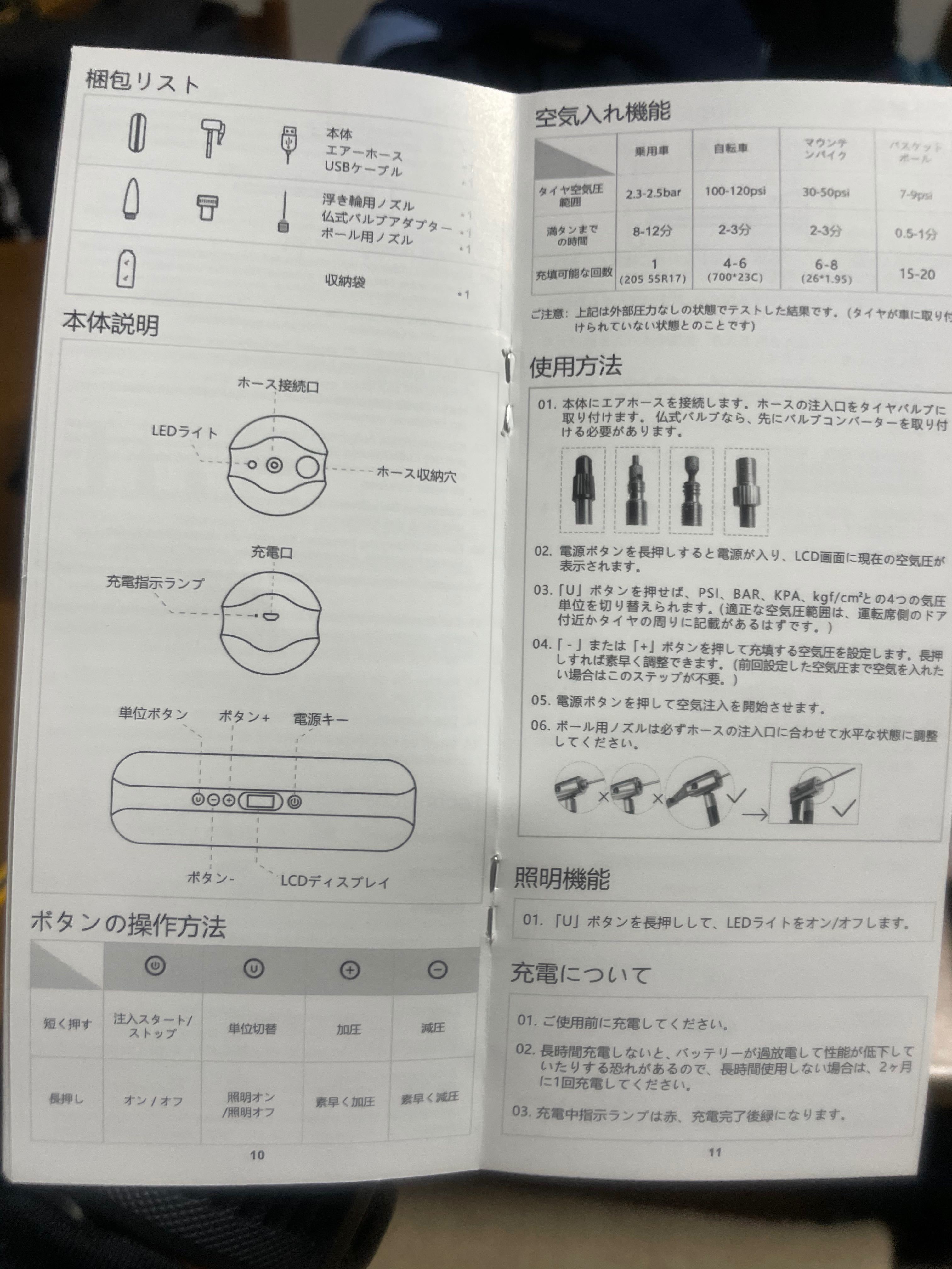 CYCPLUS 小型電動エアーポンプ　日本語　説明書