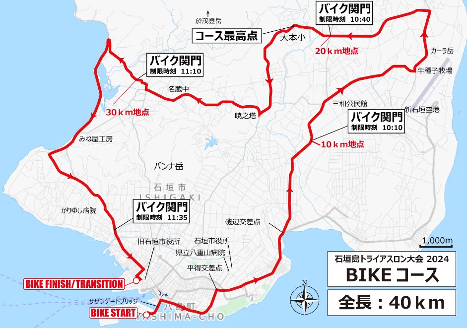 2024石垣島トライアスロン　バイクコース